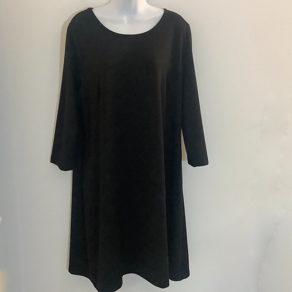 Basic Black Dress Midi Nicole Miller Long Sleeve Scoop Neck XXL